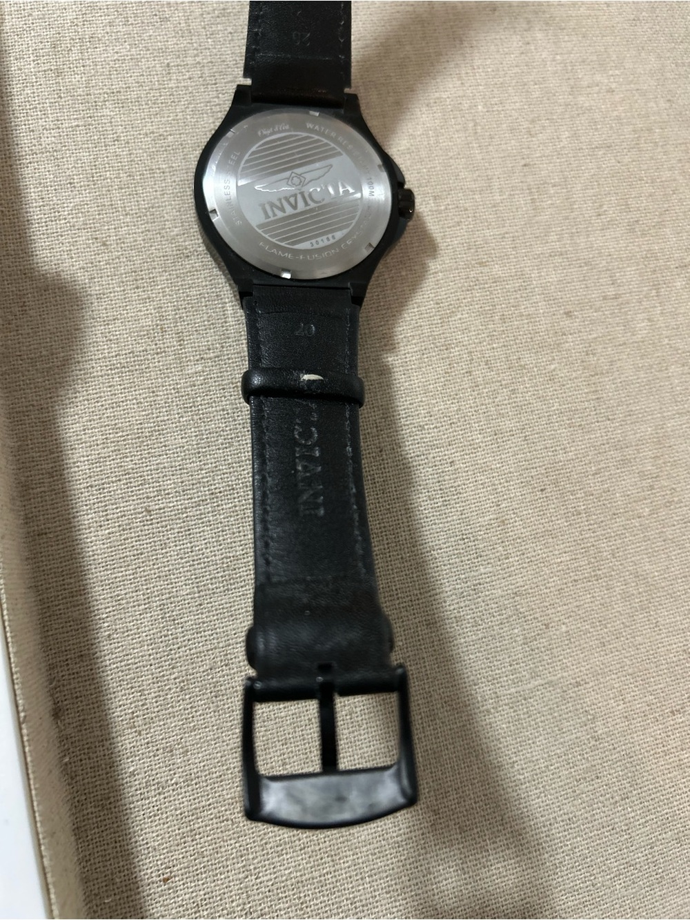 Black Men’s Day-Date Wristwatch with Leather Strap - Picture 6 of 8